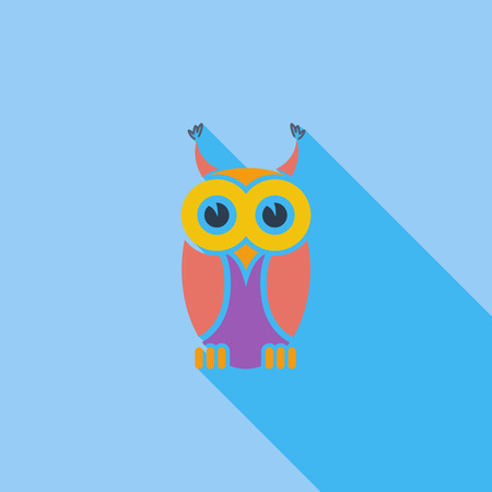 Owl icon. Flat vector related icon with long shadow for web and mobile applications. It can be used as   pictogram, icon, infographic element. Vector Illustration.のイラスト素材