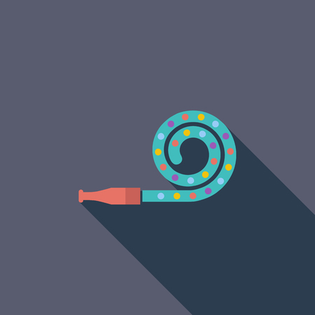 Party blower icon. Flat vector related icon with long shadow for web and mobile applications. It can be used as  pictogram, icon, infographic element. Vector Illustration.のイラスト素材