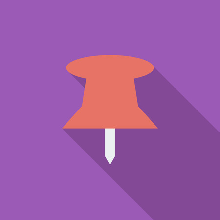 Push pin icon. Flat vector related icon with long shadow for web and mobile applications. It can be used as   pictogram, icon, infographic element. Vector Illustration.のイラスト素材
