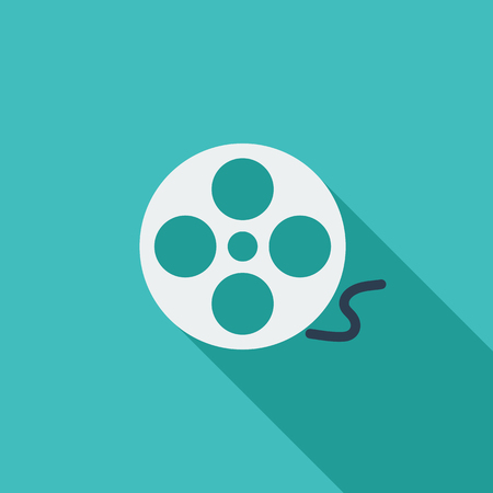 Reel of film icon. Flat vector related icon with long shadow for web and mobile applications. It can be used as  pictogram, icon, infographic element. Vector Illustration.のイラスト素材