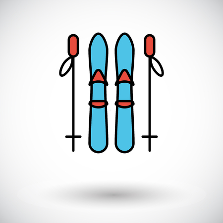 Ski icon. Flat vector related icon for web and mobile applications. It can be used as - pictogram, icon, infographic element. Vector Illustration.のイラスト素材