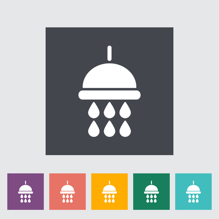 Shower. Single flat icon on the button. Vector illustration.のイラスト素材