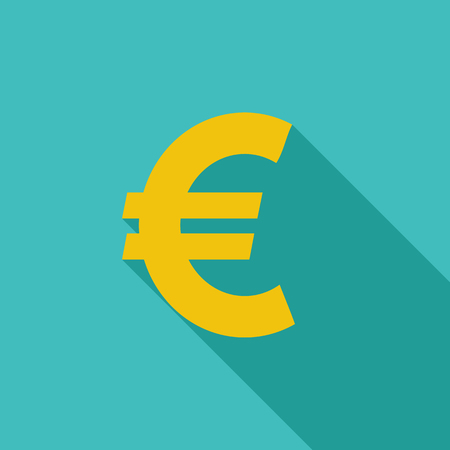 Euro icon. Flat vector related icon with long shadow for web and mobile applications. のイラスト素材