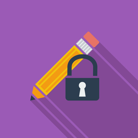 Lock for editing icon. Flat vector related icon with long shadow for web and mobile applications. のイラスト素材
