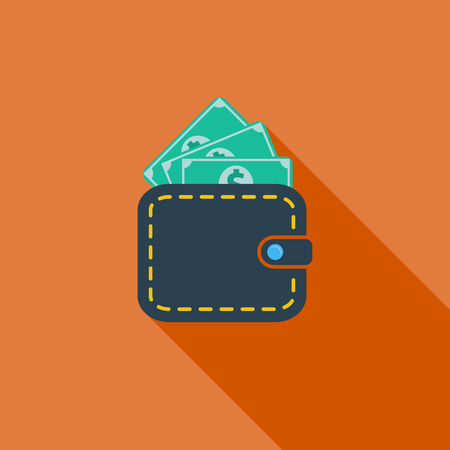 Purse icon. Flat vector related icon with long shadow for web and mobile applications.のイラスト素材