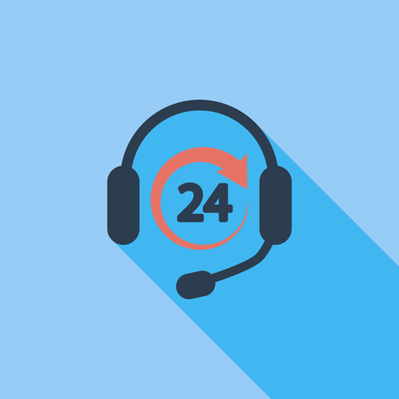 Support 24 hours icon. Flat vector related icon with long shadow for web and mobile applications. のイラスト素材