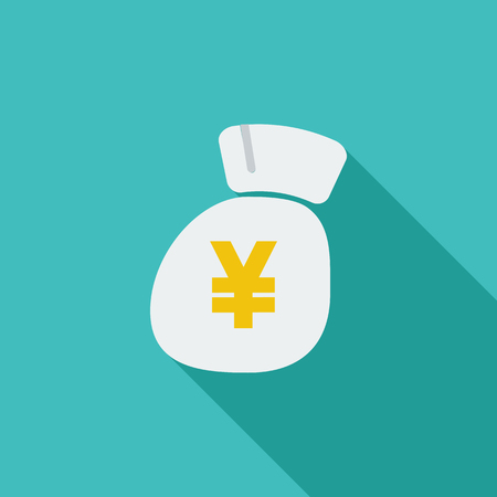 Yen icon. Flat vector related icon with long shadow for web and mobile applications.のイラスト素材