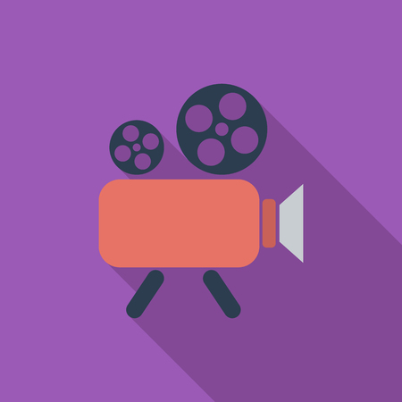 Videocamera icon. Flat vector related icon with long shadow for web and mobile applications. のイラスト素材