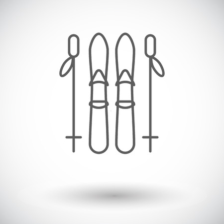 Ski icon. Thin line flat vector related icon for web and mobile applications.のイラスト素材