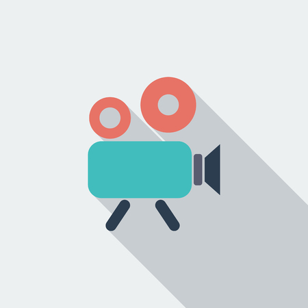 Videocamera icon. Flat vector related icon with long shadow for web and mobile applications. It can be used as - logo, pictogram, icon, infographic element. Vector Illustration.のイラスト素材