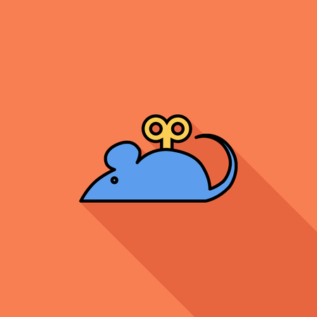Mouse toy icon. Flat related icon with long shadow for web and mobile applications. のイラスト素材