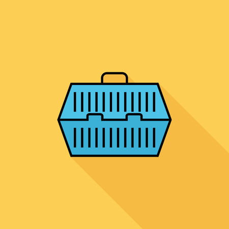 Pet carrier icon. Flat related icon with long shadow for web and mobile applications. のイラスト素材