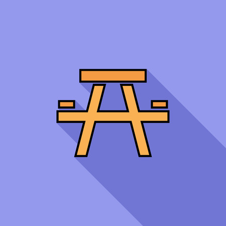 Camping table icon. Flat vector related icon with long shadow for web and mobile applications. It can be used as - logo, pictogram, icon, infographic element. Vector Illustration.のイラスト素材