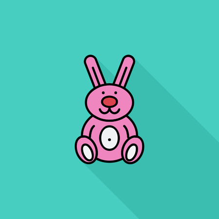 Rabbit toy icon. Flat vector related icon with long shadow for web and mobile applications. It can be used as - logo, pictogram, icon, infographic element. Vector Illustration.のイラスト素材