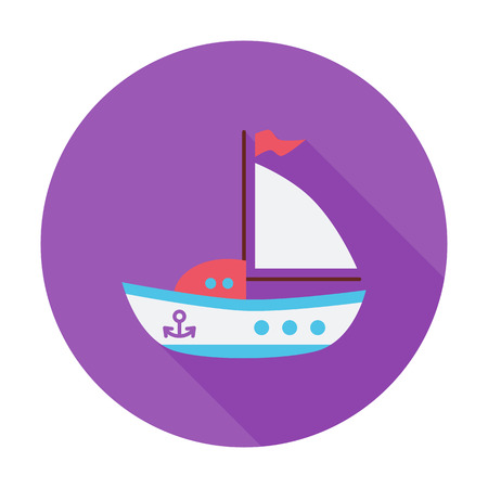 Ship toy icon. Flat vector related icon with long shadow for web and mobile applications. It can be used as - logo, pictogram, icon, infographic element. Vector Illustration.のイラスト素材
