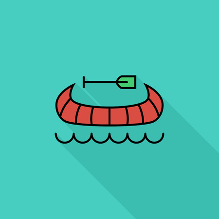 Canoe icon. Flat vector related icon with long shadow for web and mobile applications. It can be used as -   pictogram, icon, infographic element. Vector Illustration.のイラスト素材
