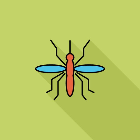 Mosquito icon. Flat vector related icon with long shadow for web and mobile applications. It can be used as -  pictogram, icon, infographic element. Vector Illustration.のイラスト素材