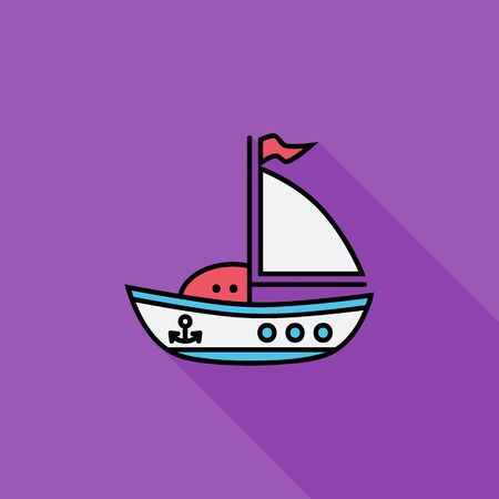 Ship toy icon. Flat vector related icon with long shadow for web and mobile applications. It can be used as -  pictogram, icon, infographic element. Vector Illustration.のイラスト素材