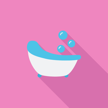 Bath icon. Flat vector related icon with long shadow for web and mobile applications. のイラスト素材