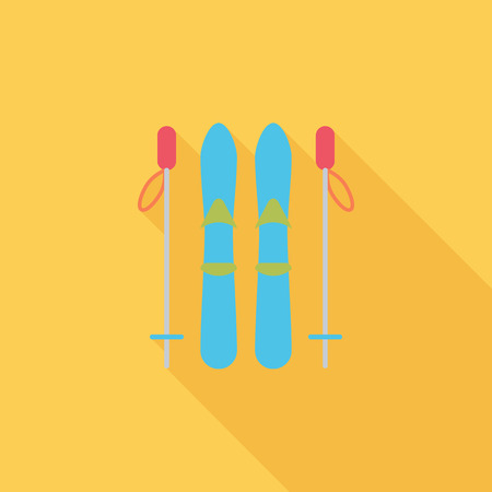Ski icon. Flat vector related icon with long shadow for web and mobile applications.  のイラスト素材