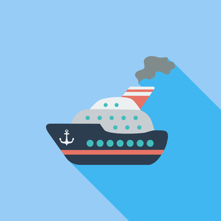 Ship icon. Flat vector related icon with long shadow for web and mobile applications. のイラスト素材