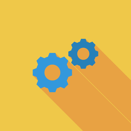 Gear icon. Flat vector related icon with long shadow for web and mobile applications.のイラスト素材