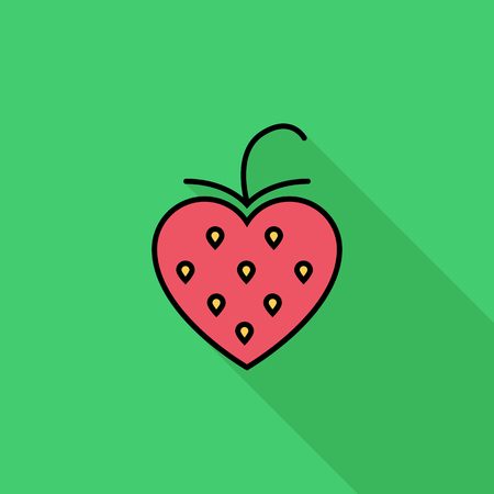 Strawberry icon. Flat vector related icon with long shadow for web and mobile applications.のイラスト素材