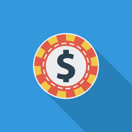 Gambling chips icon. Flat vector related icon with long shadow for web and mobile applications.のイラスト素材