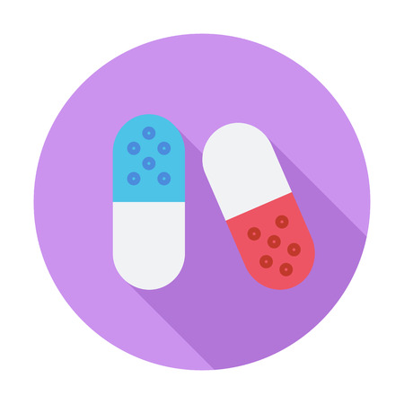 Pills icon. Flat vector related icon with long shadow for web and mobile applications. It can be used as - logo, pictogram, icon, infographic element. Vector Illustration.のイラスト素材