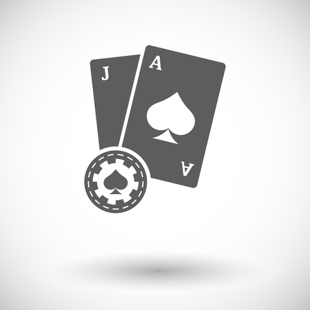 Blackjack. Single flat icon on white background. Vector illustration.のイラスト素材