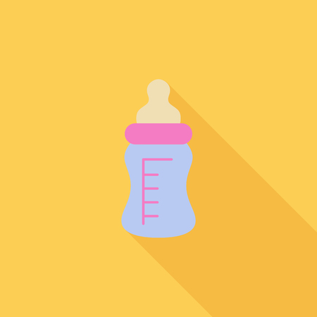 Feeding bottle icon. Flat vector related icon with long shadow for web and mobile applications. It can be used as - logo, pictogram, icon, infographic element. Vector Illustration.のイラスト素材