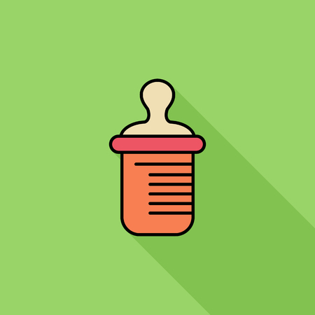 Feeding bottle icon. Flat vector related icon with long shadow for web and mobile applications. It can be used as - logo, pictogram, icon, infographic element. Vector Illustration.のイラスト素材