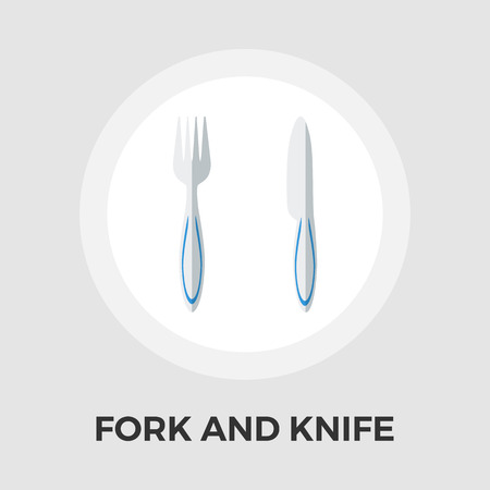 Knife and fork icon vector. Flat icon isolated on the white background. Editable EPS file. Vector illustration.のイラスト素材