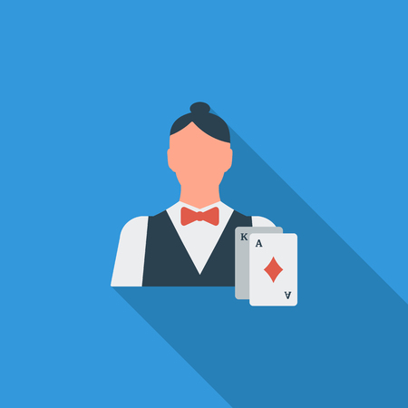 Live dealer icon. Flat vector related icon with long shadow for web and mobile applications. It can be used as - logo, pictogram, icon, infographic element. Vector Illustration.のイラスト素材