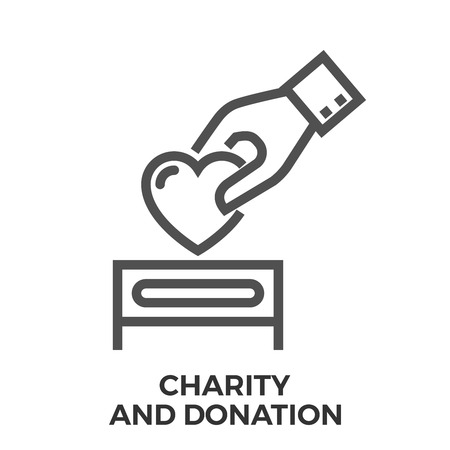 Charity and donation thin line vector icon isolated on the white background.のイラスト素材