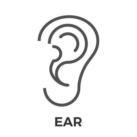 Ear thin line vector icon isolated on the white background.のイラスト素材