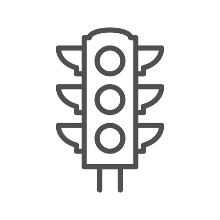 Traffic light thin line vector icon isolated on the white background.のイラスト素材