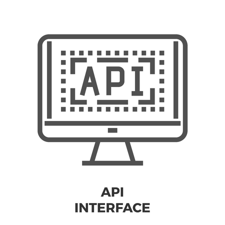 API Interface Thin Line Vector Icon Isolated on the White Background.のイラスト素材