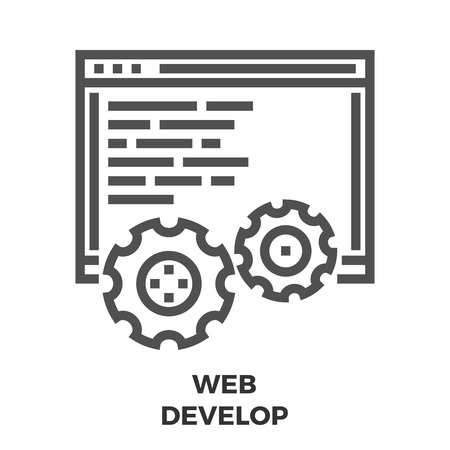 Web Develop Thin Line Vector Icon Isolated on the White Background.のイラスト素材
