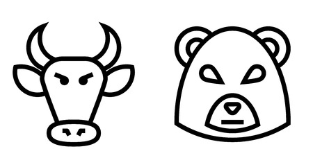 Stock Market Bulls and Bears Thin Line Icon. Flat icon isolated on the white background.のイラスト素材