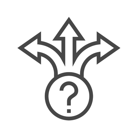 Three-Way Direction Arrow Thin Line Icon. Flat icon isolated on the white background.のイラスト素材