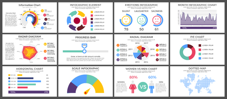 Infographic Elements Set - Business Vector Illustration in flat design style for presentation, booklet, website, presentation etc. Isolated on white background.のイラスト素材