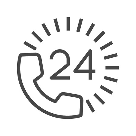 Round the Clock Support Thin Line Vector Icon. Flat icon isolated on the white background. Editable EPS file. Vector illustration.のイラスト素材