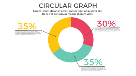 Circular Graph Infographic Element - Business Vector Illustration in Flat Design Style for Presentation, Booklet, Website, Presentation etc. Isolated on the White Background.のイラスト素材