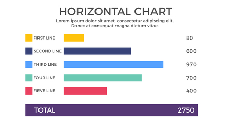 Horizontal Chart Infographic Element - Business Vector Illustration in Flat Design Style for Presentation, Booklet, Website, Presentation etc. Isolated on the White Background.のイラスト素材