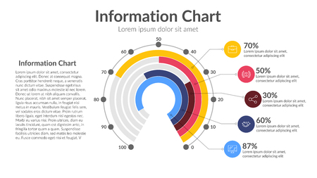 Radial Bar Infographic Element - Business Vector Illustration in Flat Design Style for Presentation, Booklet, Website, Presentation etc. Isolated on the White Background.のイラスト素材
