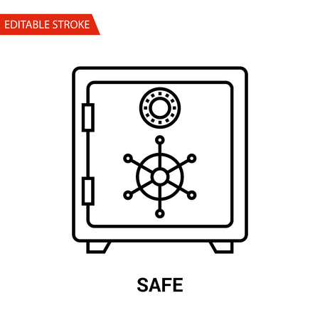 Safe Icon. Thin Line Vector Illustration - Adjust stroke weight - Expand to any Size - Easy Change Colour - Editable Stroke - Pixel Perfectのイラスト素材