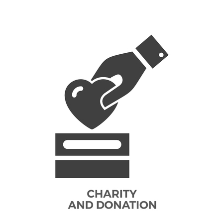 Charity and Donation Glyph Vector Icon Isolated on the White Background.のイラスト素材