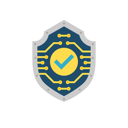 Encryption Concept, Shield Flat Icon. Isolated on White Background.の写真素材