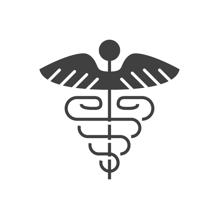 Caduceus Glyph Icon. Isolated on the White Background.の写真素材